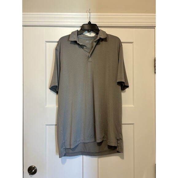 Johnnie O Polo Shirt Men’s Size Small Gray Striped Golf Performance Short Sleeve - Picture 1 of 4
